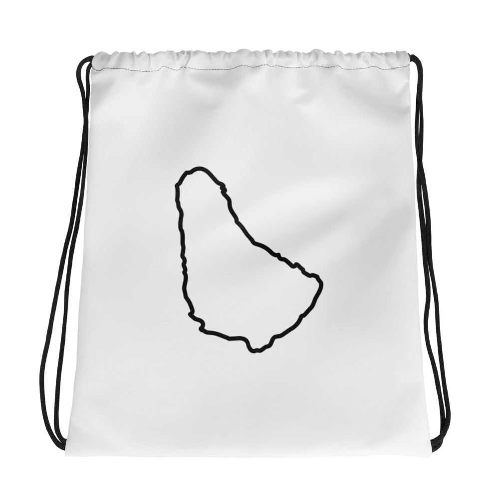 Barbados Map Drawstring Bag in White – Barbados Island Bag