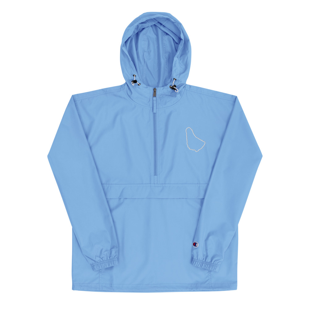 Barbados Map Packable Jacket in Light Blue – Barbados Island Jacket