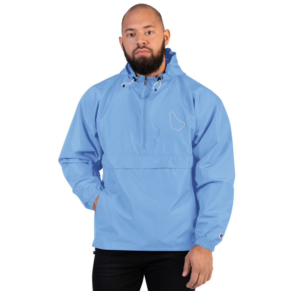 Barbados Map Packable Jacket in Light Blue – Barbados Island Jacket