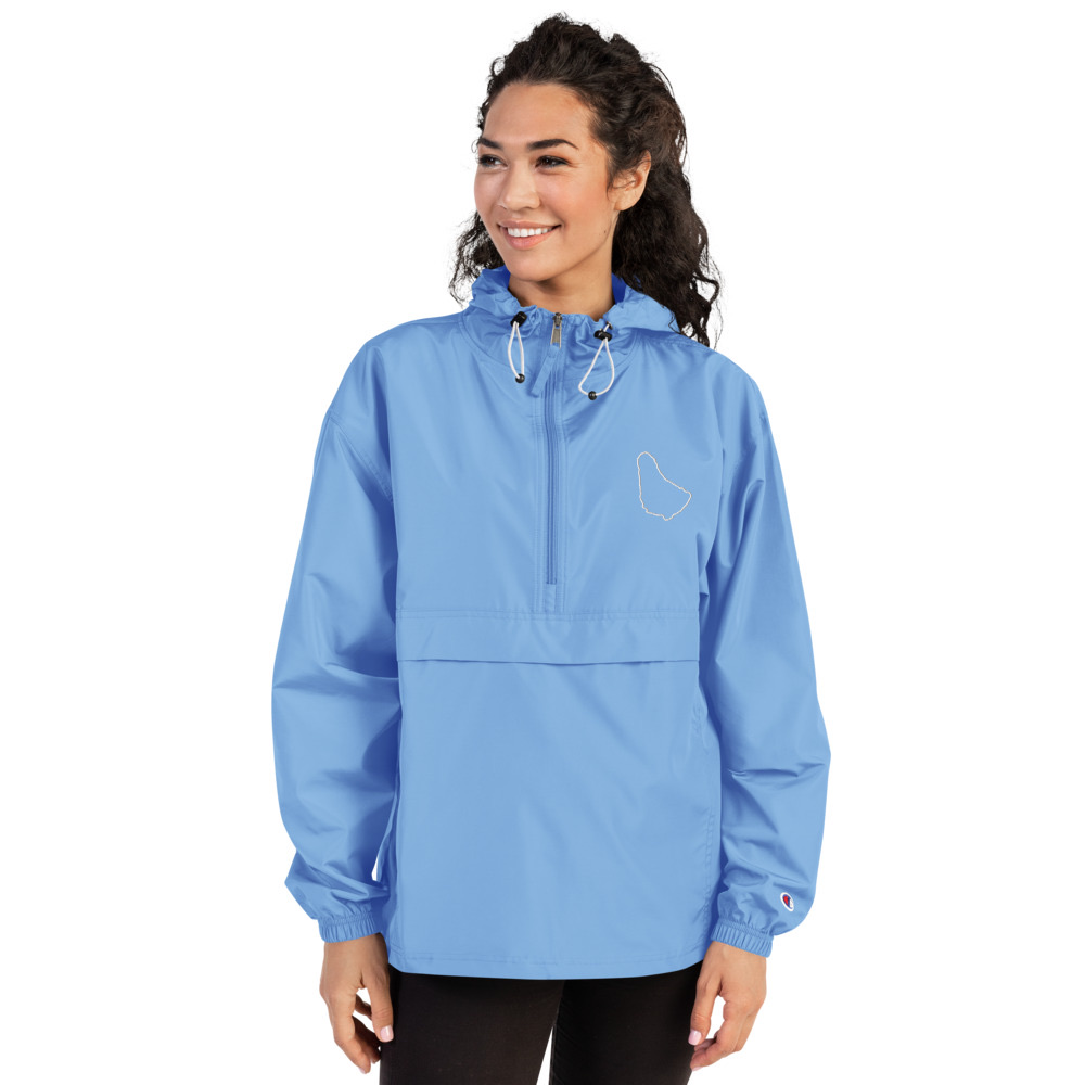Barbados Map Packable Jacket in Light Blue – Barbados Island Jacket