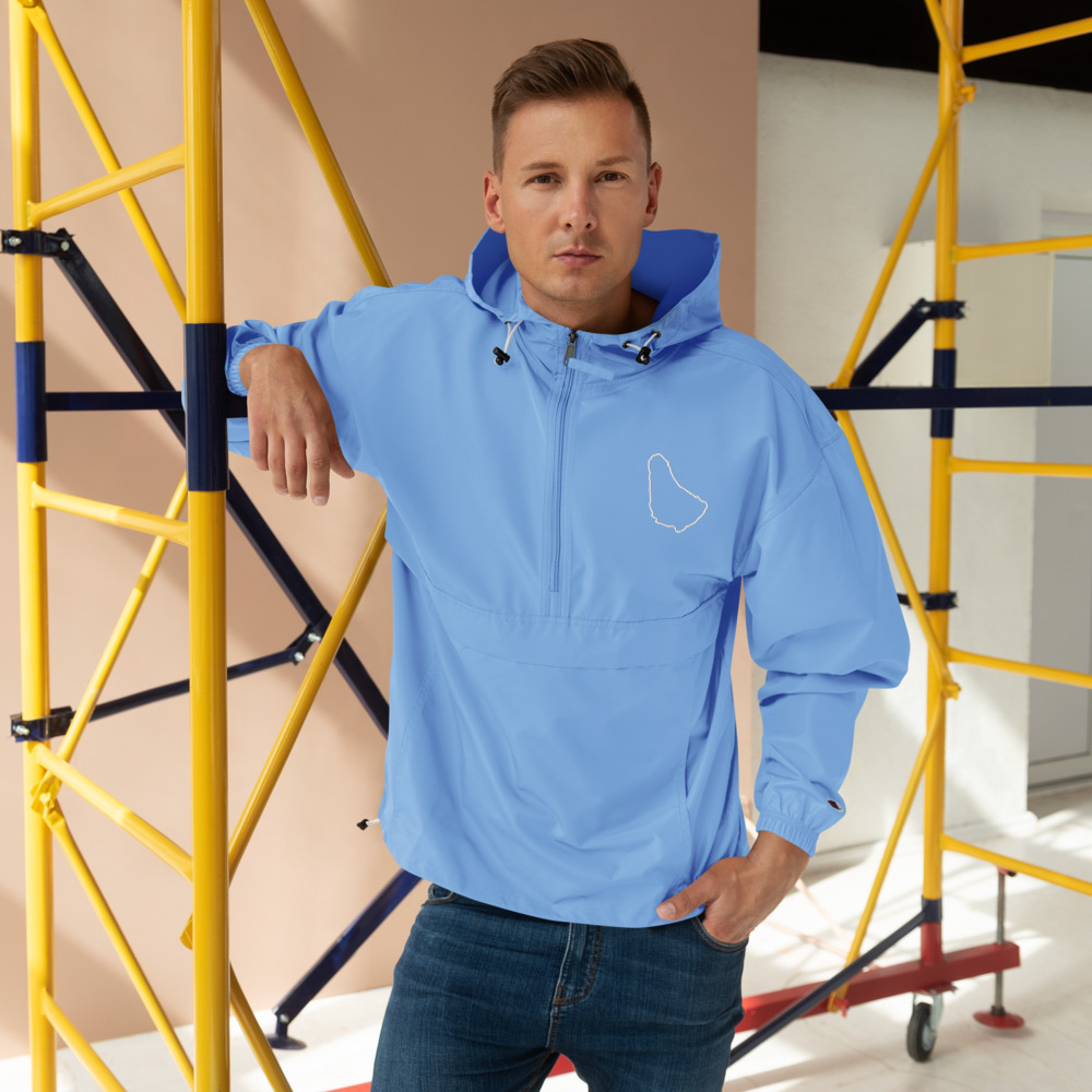 Barbados Map Packable Jacket in Light Blue – Barbados Island Jacket
