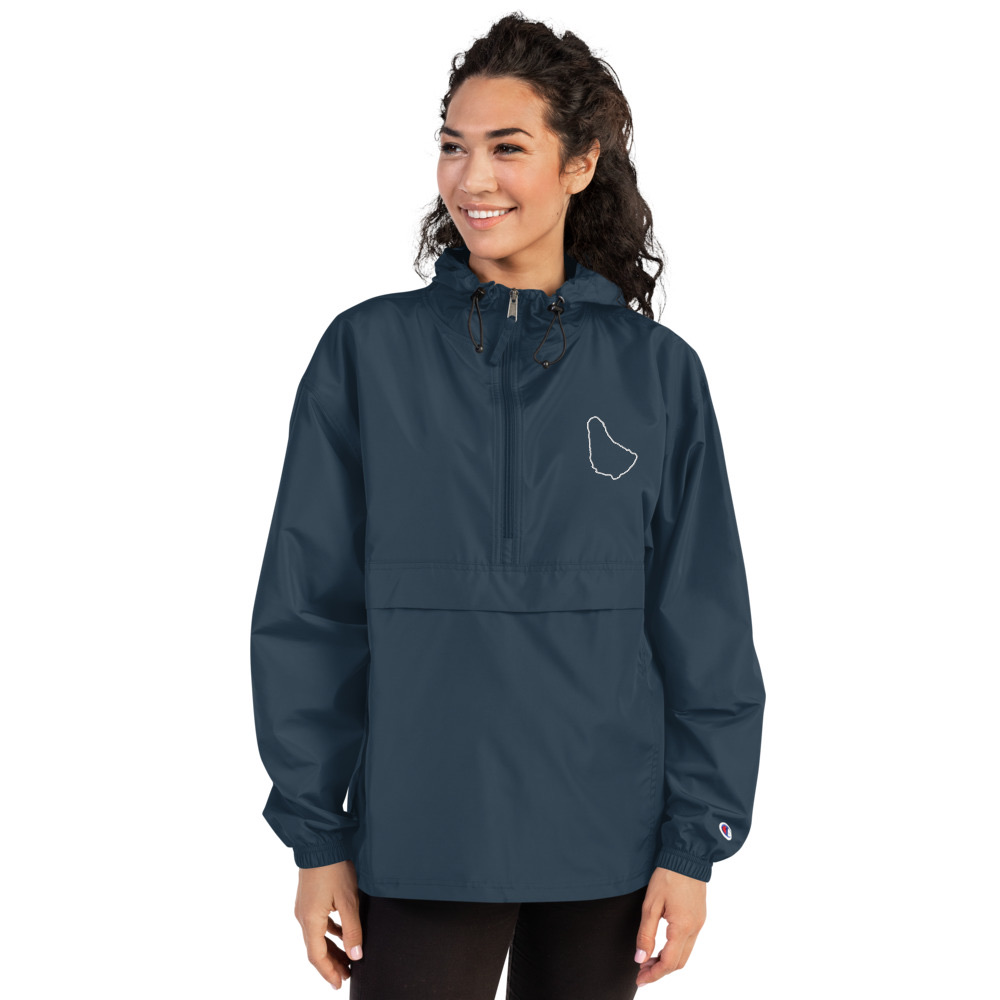 Barbados Map Packable Jacket in Navy – Barbados Island Jacket