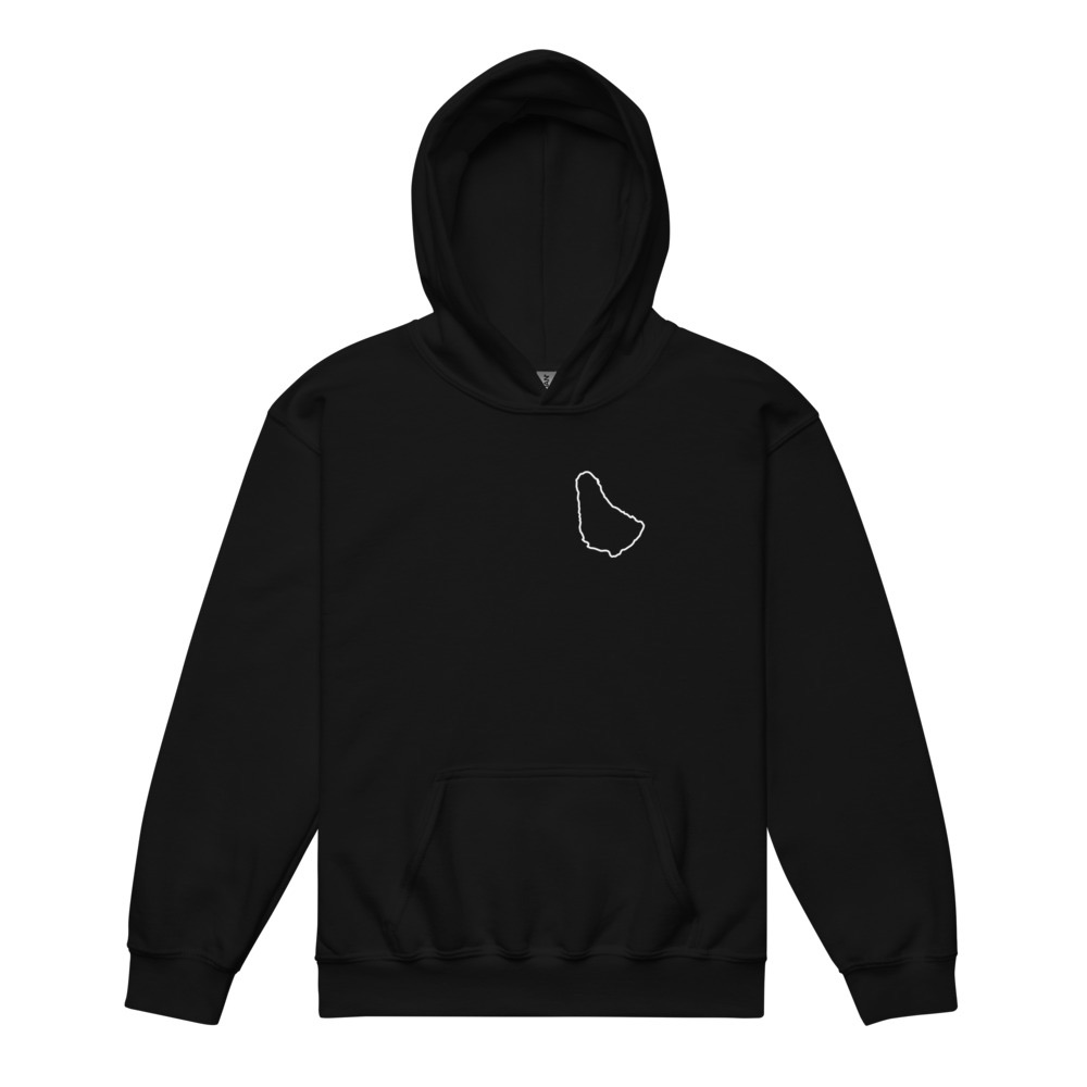 Barbados Map Youth Hoodie in Black – Barbados Island Kids Hoodie