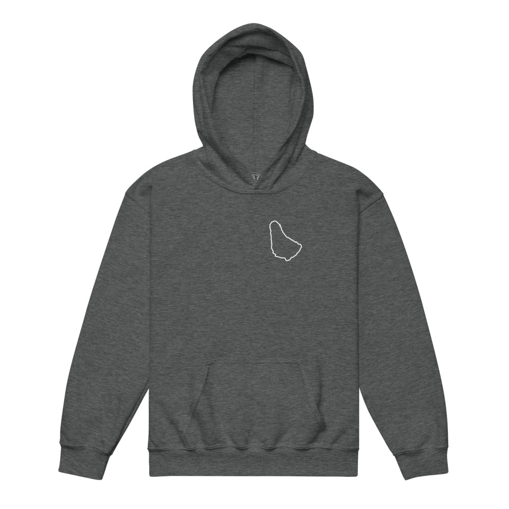 Barbados Map Youth Hoodie in Dark Heather – Barbados Island Kids Hoodie