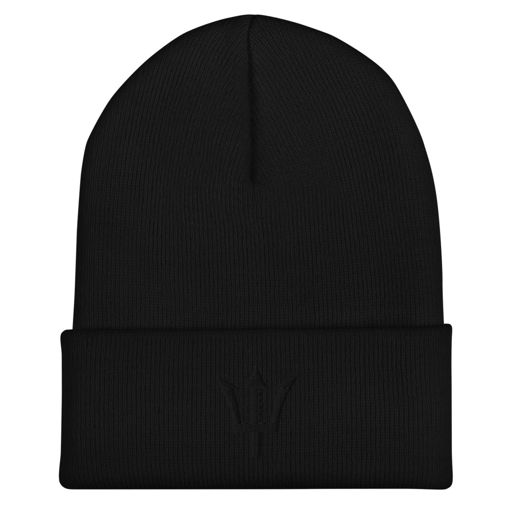 Black Trident Cuffed Beanie in Black – Barbados Trident Beanie