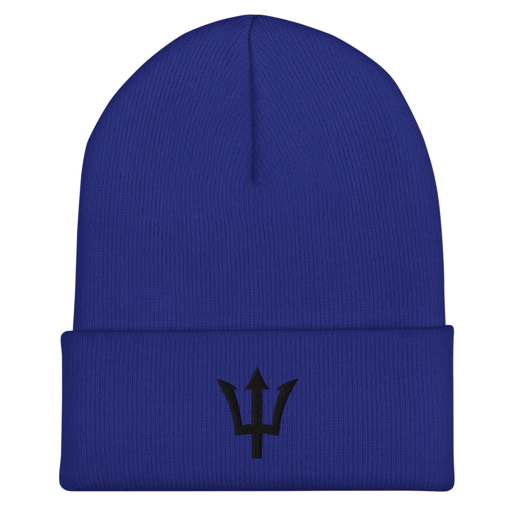 Black Trident Cuffed Beanie in Royal – Barbados Trident Beanie