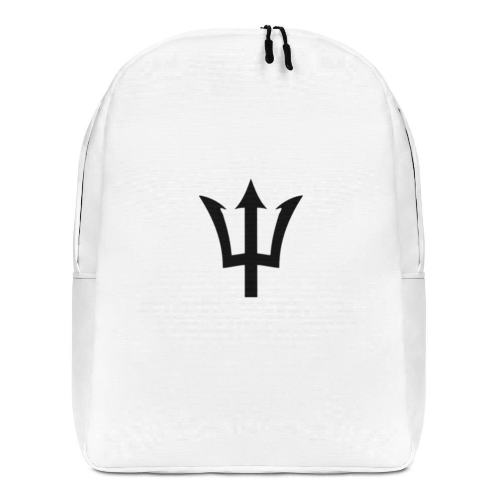 Black Trident Minimalist Backpack in White – Barbados Trident Backpack