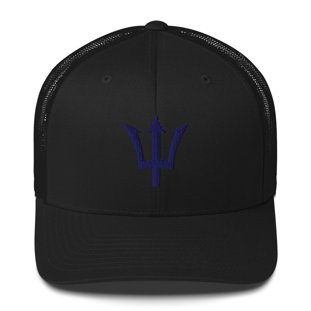 Blue Trident Trucker Cap in Black – Barbados Trident Cap