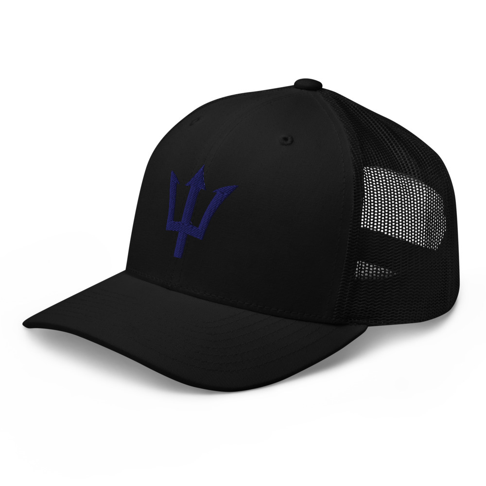 Blue Trident Trucker Cap in Black – Barbados Trident Cap