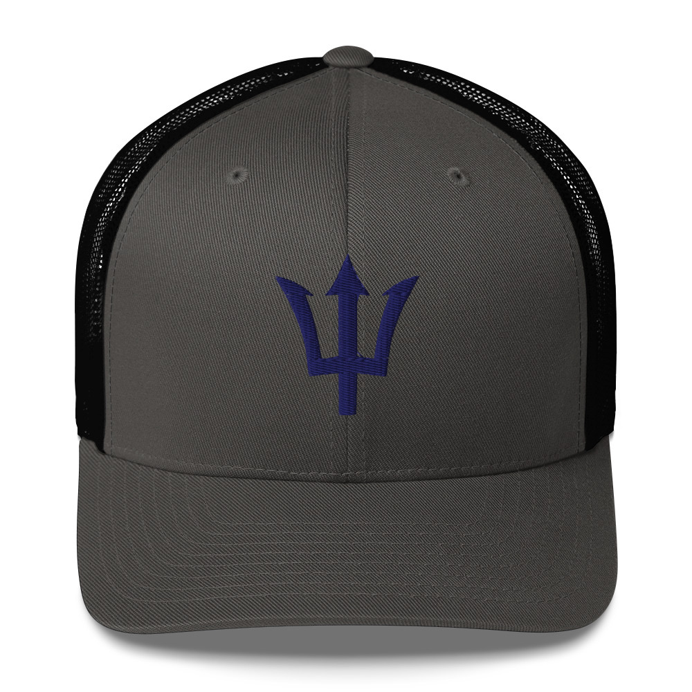 Blue Trident Trucker Cap in Charcoal/ Black – Barbados Trident Cap
