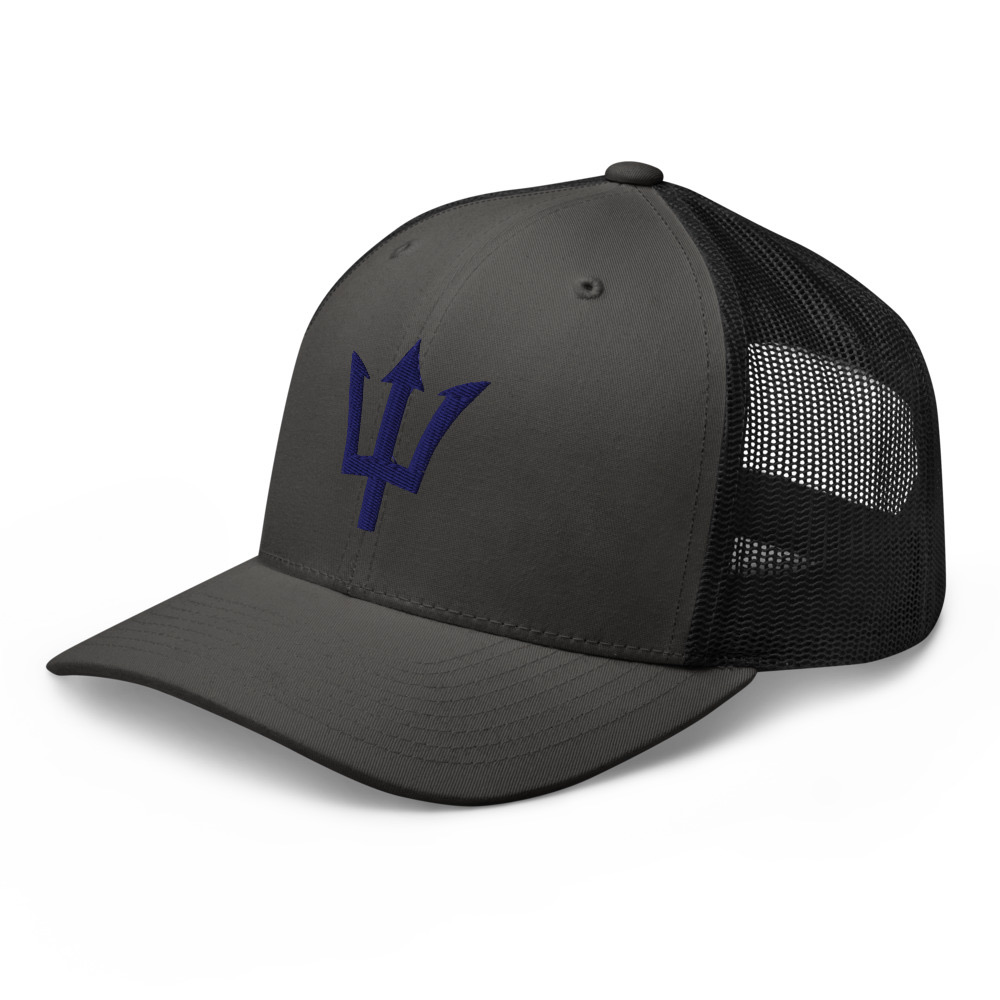 Blue Trident Trucker Cap in Charcoal/ Black – Barbados Trident Cap