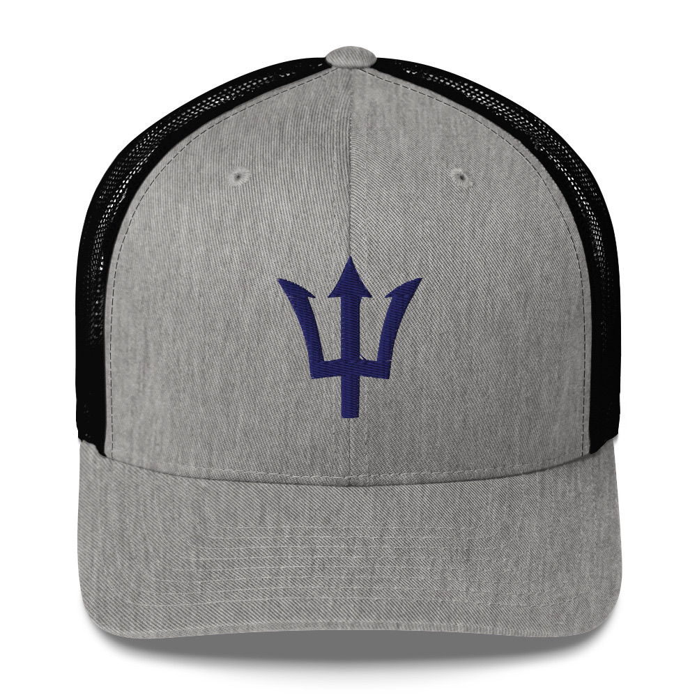 Blue Trident Trucker Cap in Heather/ Black – Barbados Trident Cap