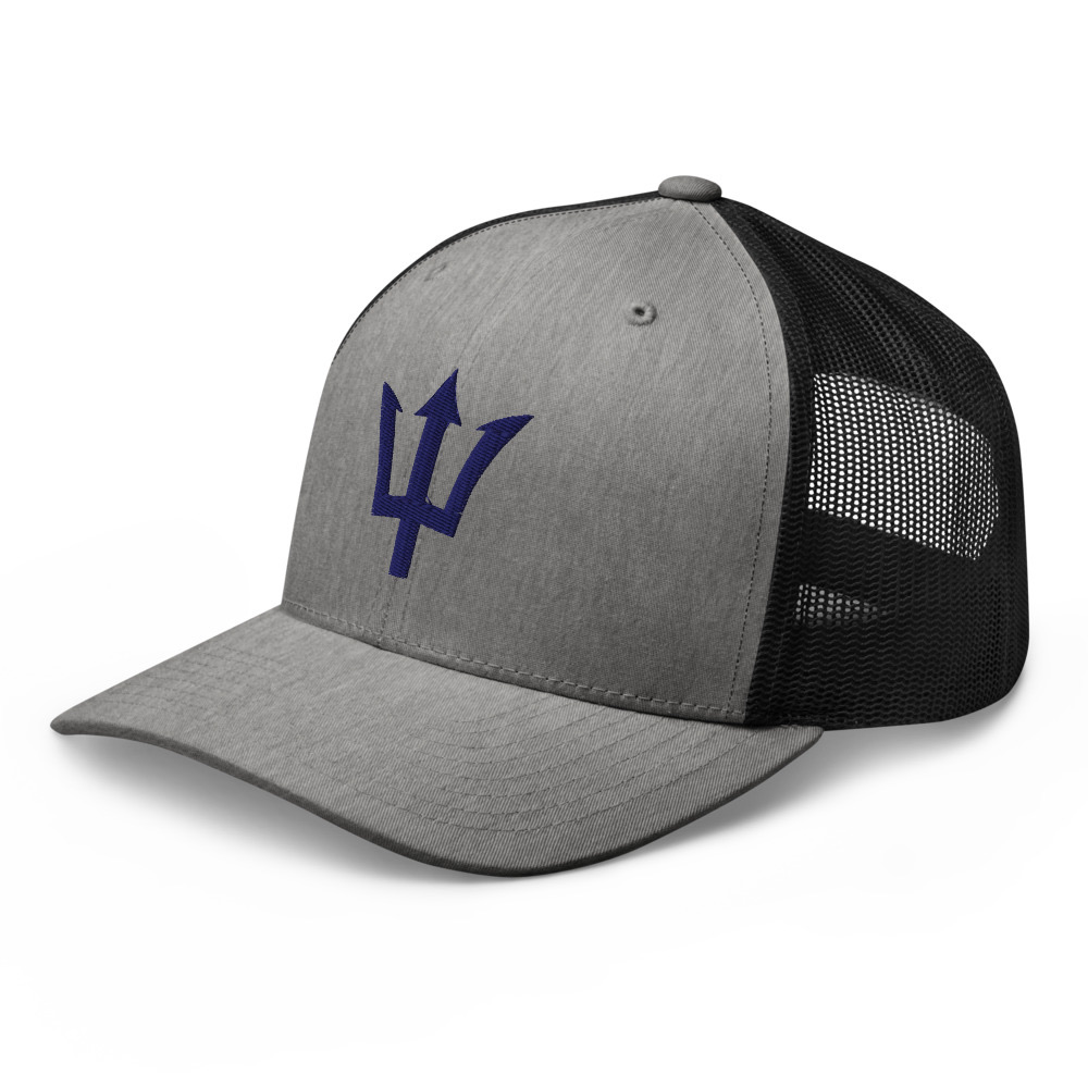 Blue Trident Trucker Cap in Heather/ Black – Barbados Trident Cap