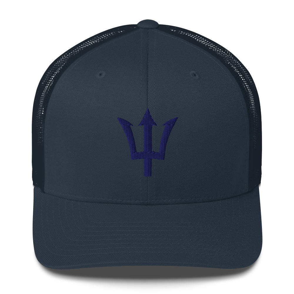 Blue Trident Trucker Cap in Navy – Barbados Trident Cap