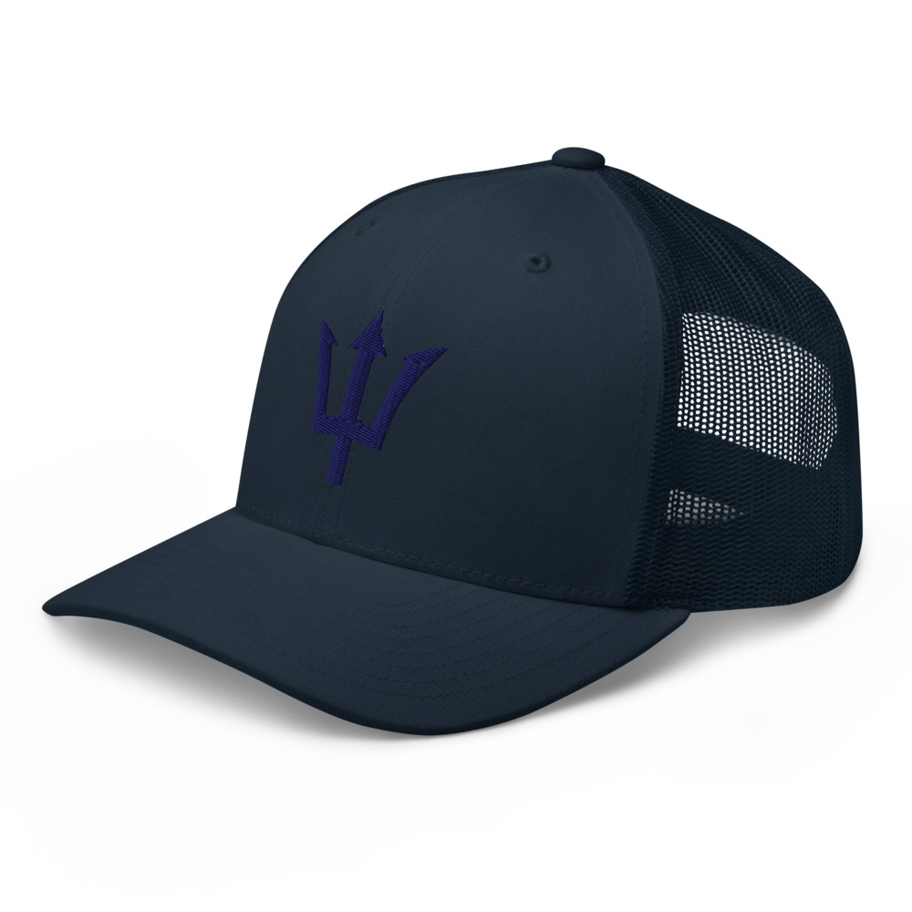 Blue Trident Trucker Cap in Navy – Barbados Trident Cap