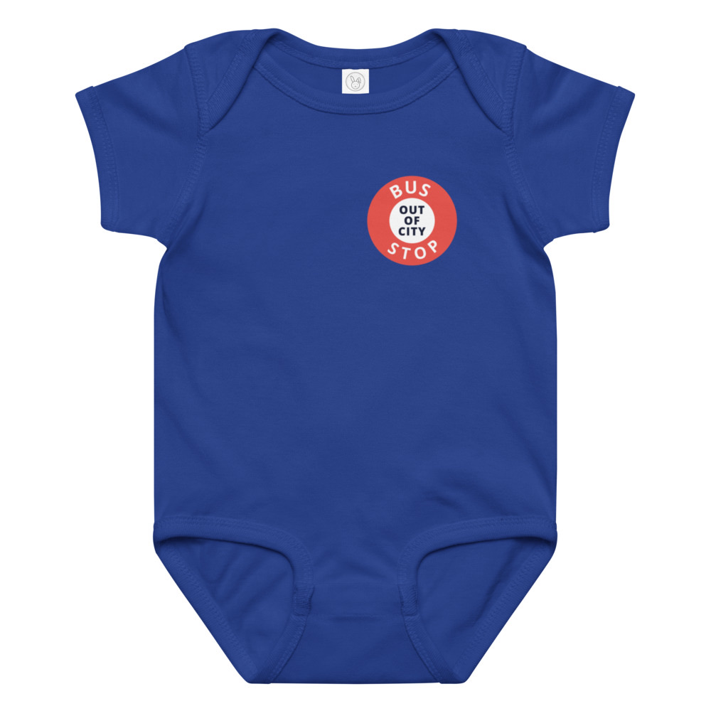 Out Of City Baby Bodysuit in Royal – Barbados Bus Stop Baby Bodysuit