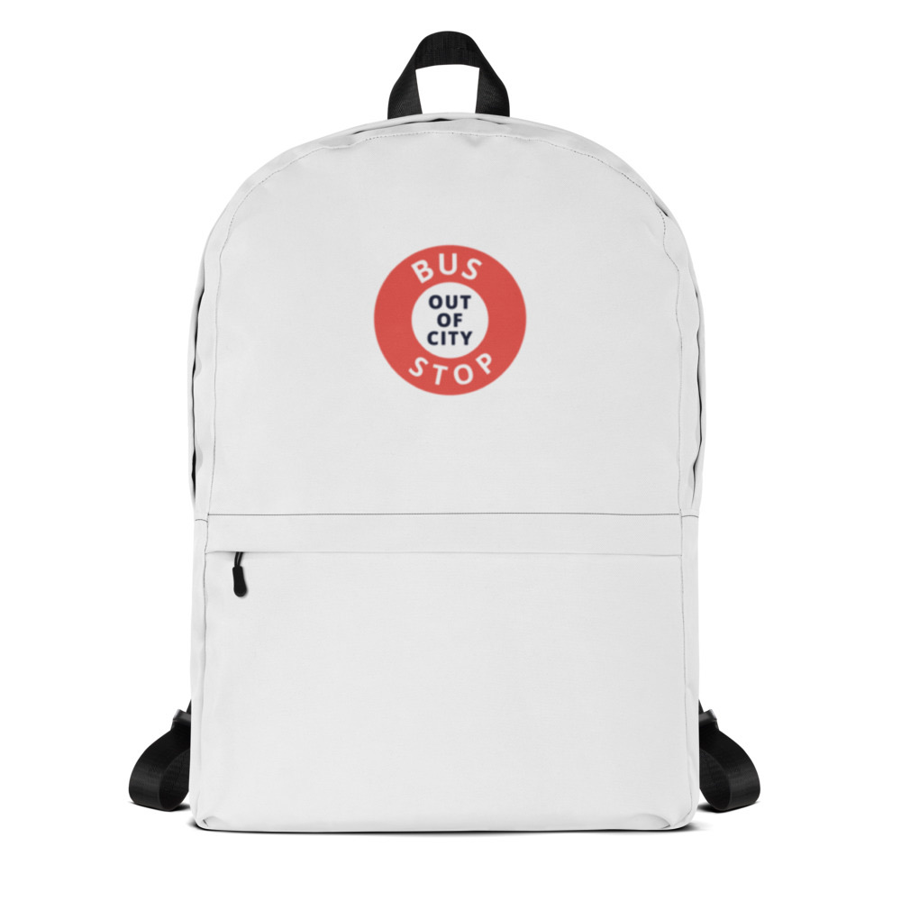 Out Of City Backpack in White – Barbados Bus Stop Backpack