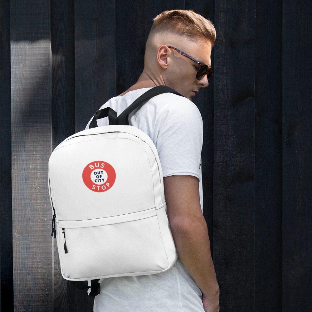 Out Of City Backpack in White – Barbados Bus Stop Backpack
