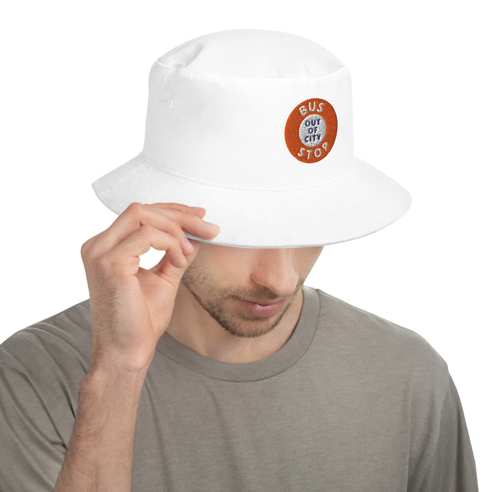 Out Of City Bucket Hat in White – Barbados Bus Stop Hat