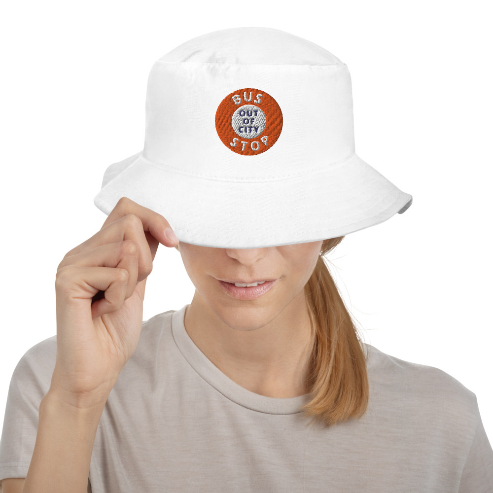 Out Of City Bucket Hat in White – Barbados Bus Stop Hat