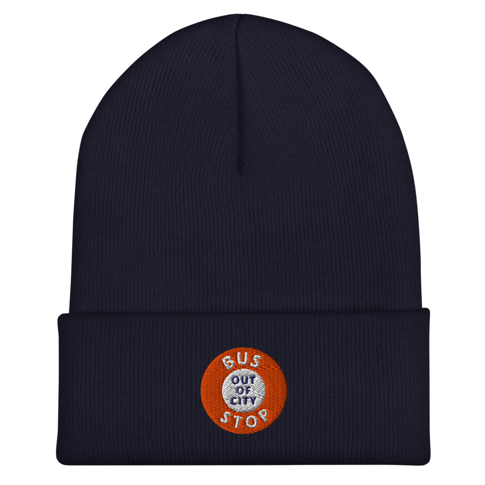 Out Of City Cuffed Beanie in Navy – Barbados Bus Stop Beanie