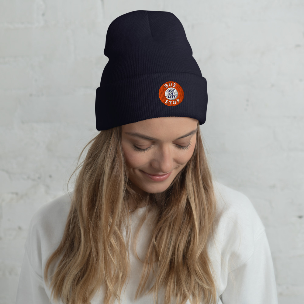 Out Of City Cuffed Beanie in Navy – Barbados Bus Stop Beanie
