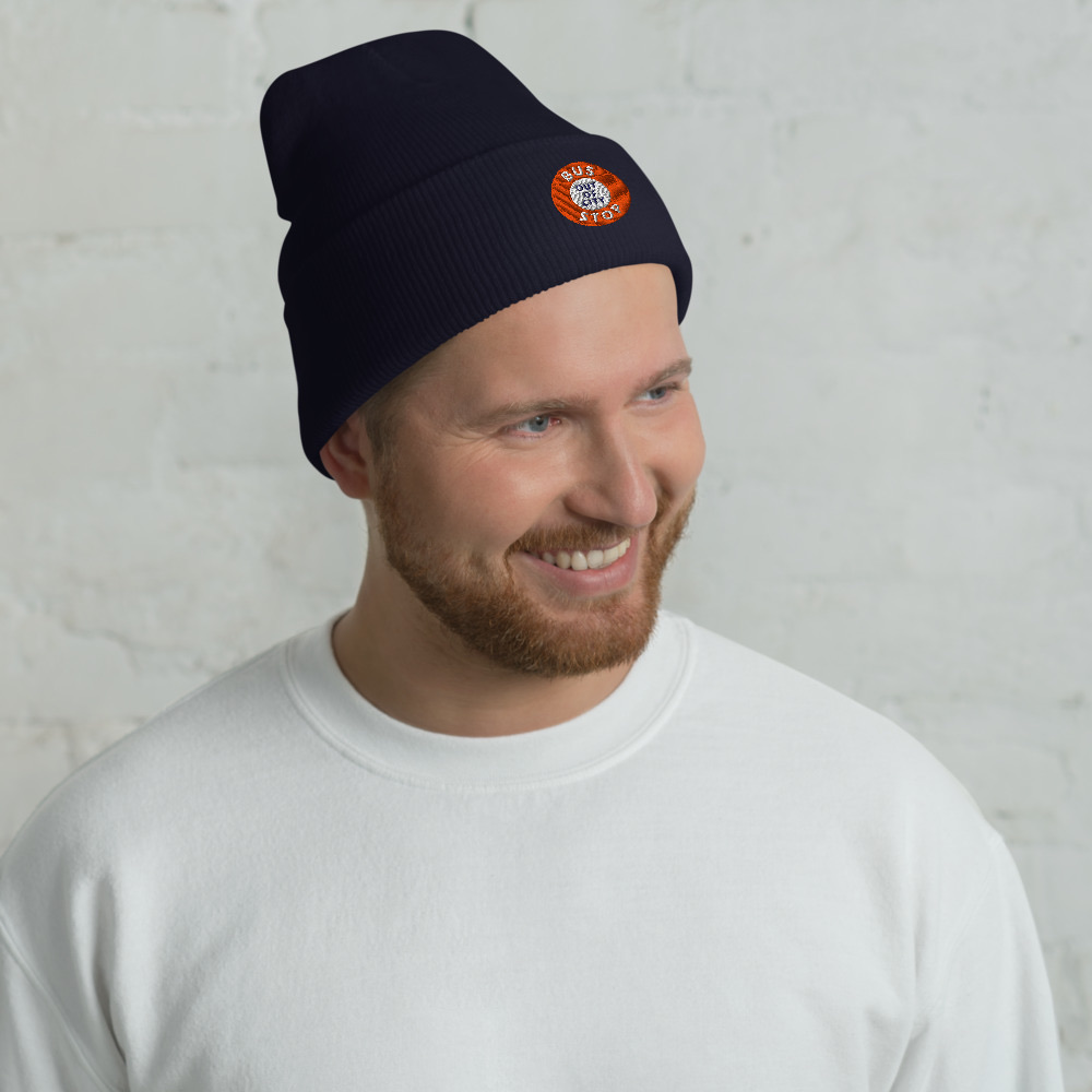 Out Of City Cuffed Beanie in Navy – Barbados Bus Stop Beanie