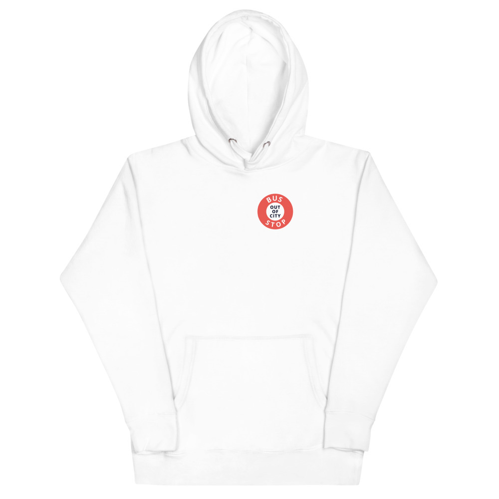 Out Of City Hoodie in White – Barbados Bus Stop Hoodie