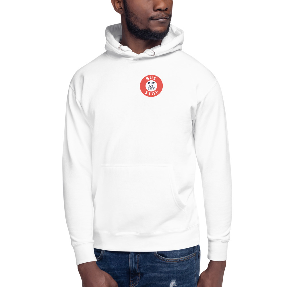 Out Of City Hoodie in White – Barbados Bus Stop Hoodie