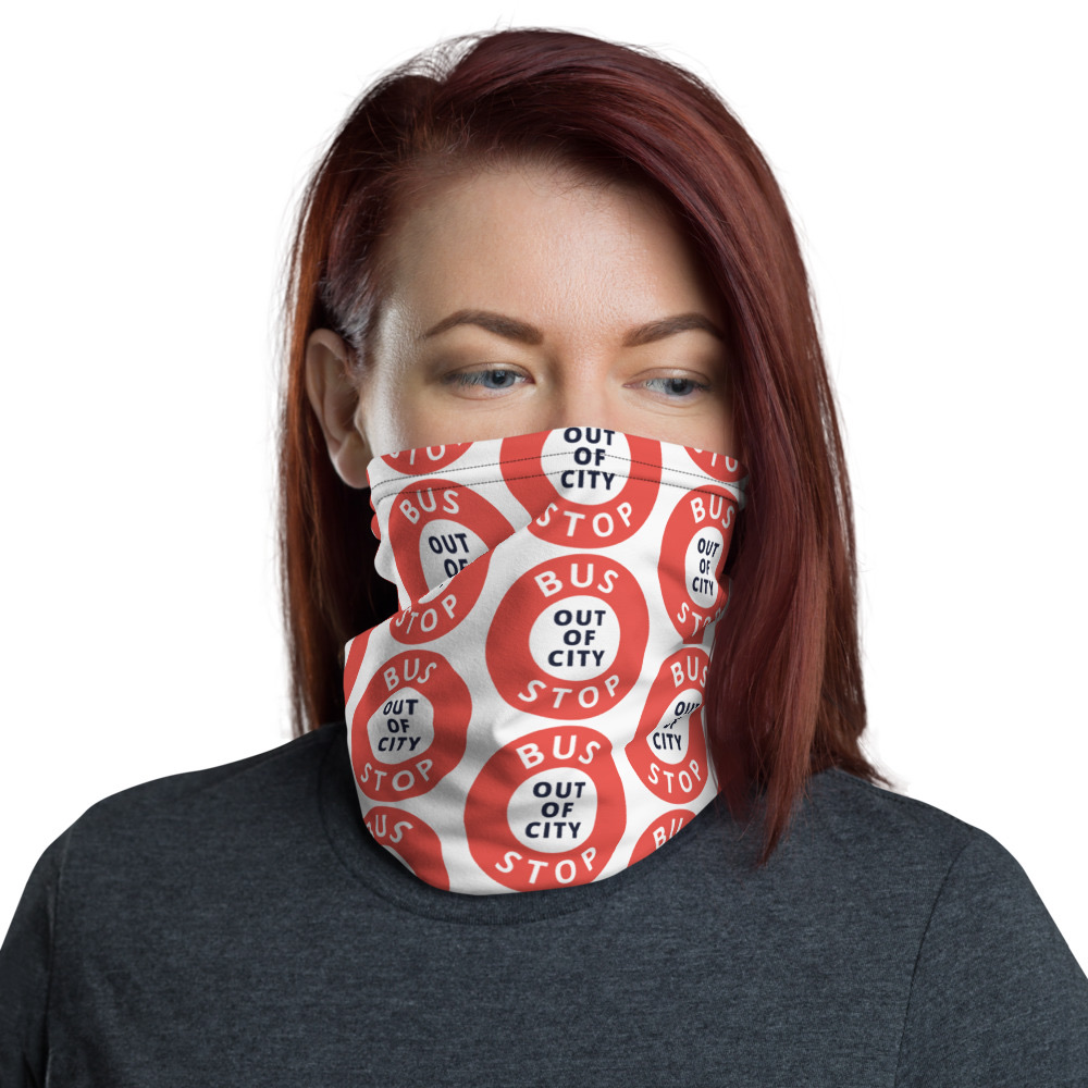 Out Of City Pattern Neck Gaiter in White – Barbados Bus Stop Neck Gaiter