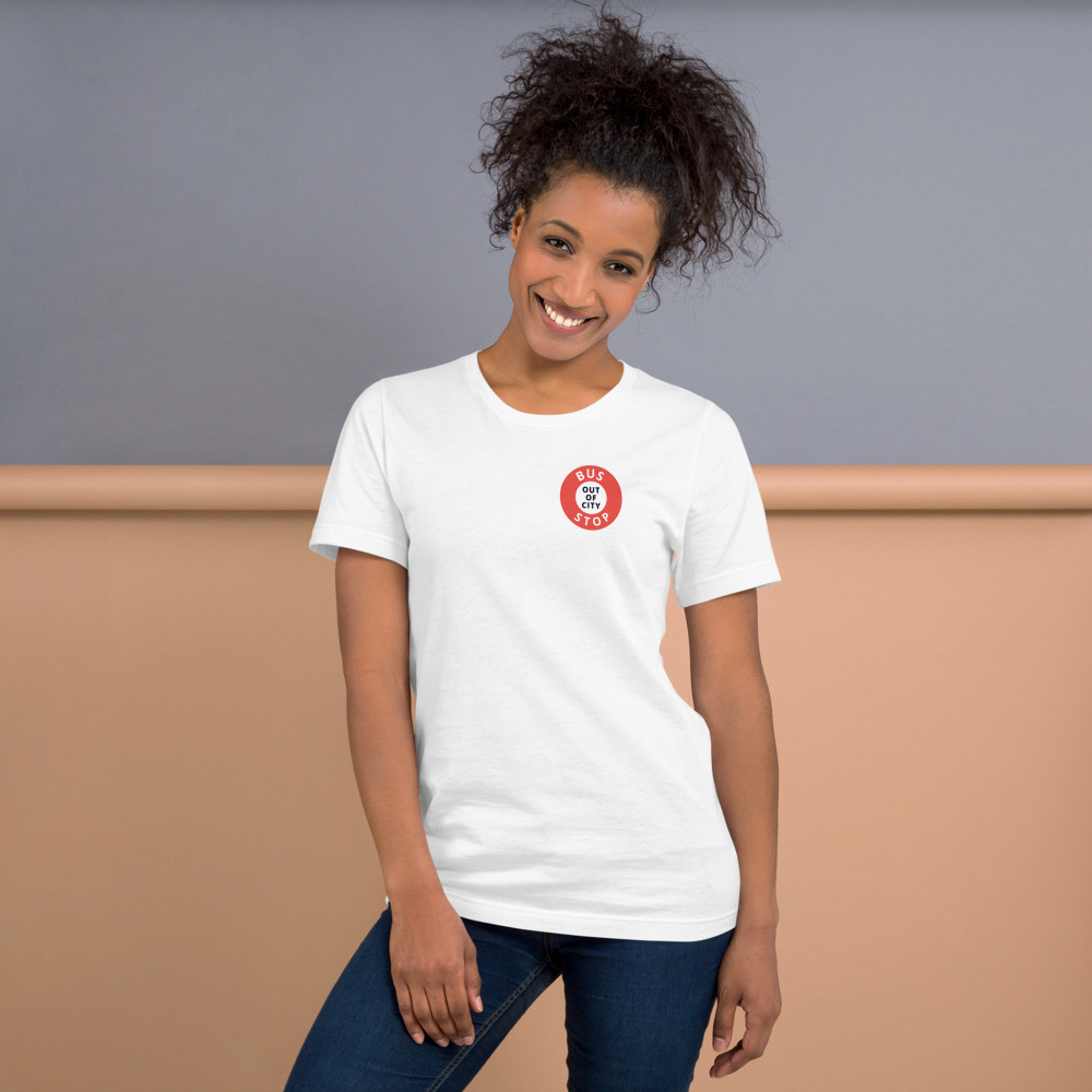 Out Of City Tee in White – Barbados Bus Stop T-Shirt