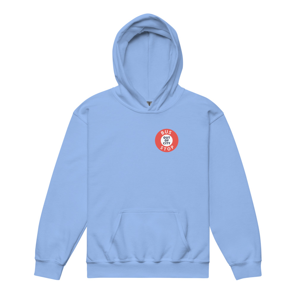 Out Of City Youth Hoodie in Carolina Blue – Barbados Bus Stop Kids Hoodie