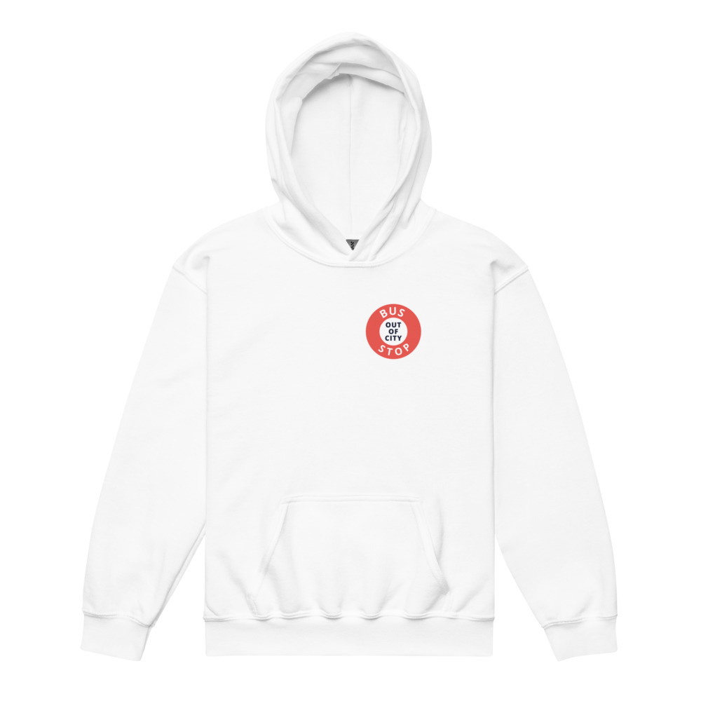 Out Of City Youth Hoodie in White – Barbados Bus Stop Kids Hoodie