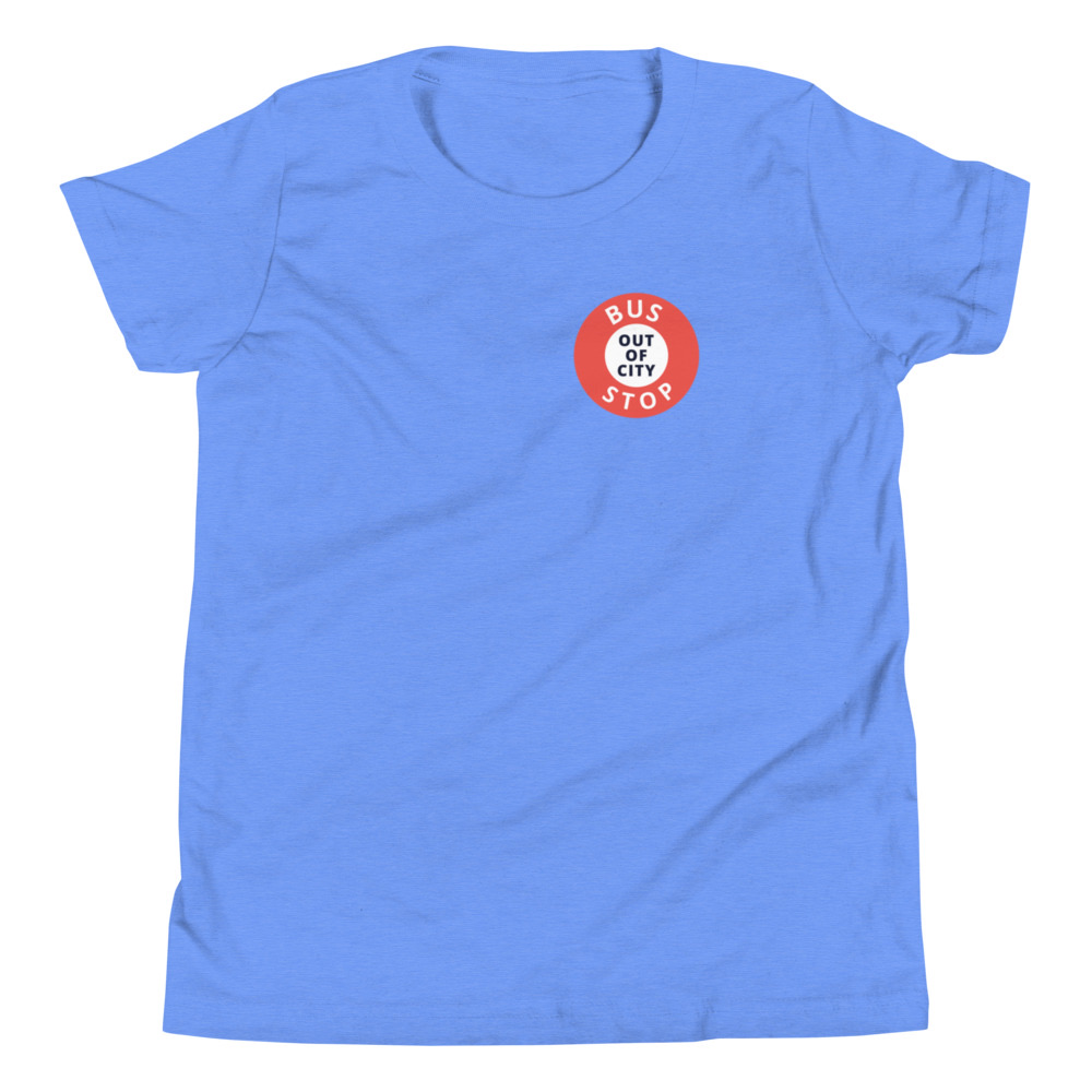 Out Of City Youth Tee in Heather Columbia Blue – Barbados Bus Stop Kids T-Shirt