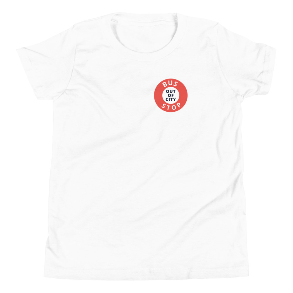 Out Of City Youth Tee in White – Barbados Bus Stop Kids T-Shirt