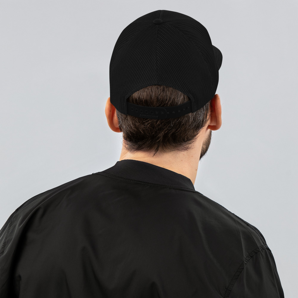 White Trident Mesh Back Snapback in Black – Barbados Trident Cap