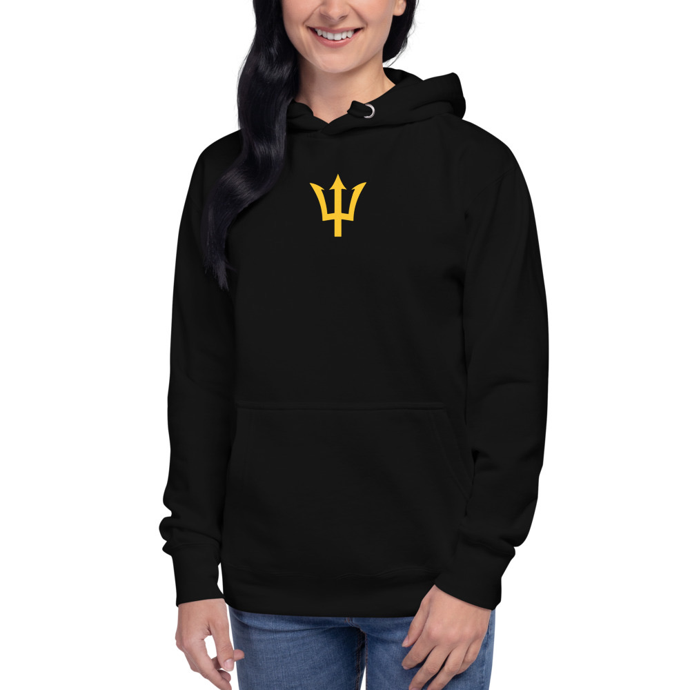 Yellow Trident Hoodie in Black – Barbados Trident Hoodie
