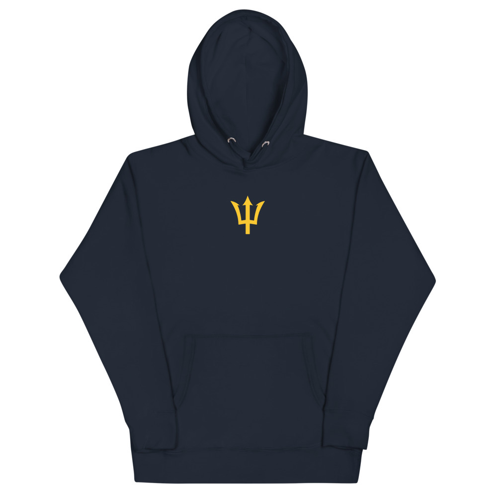 Yellow Trident Hoodie in Navy Blazer – Barbados Trident Hoodie