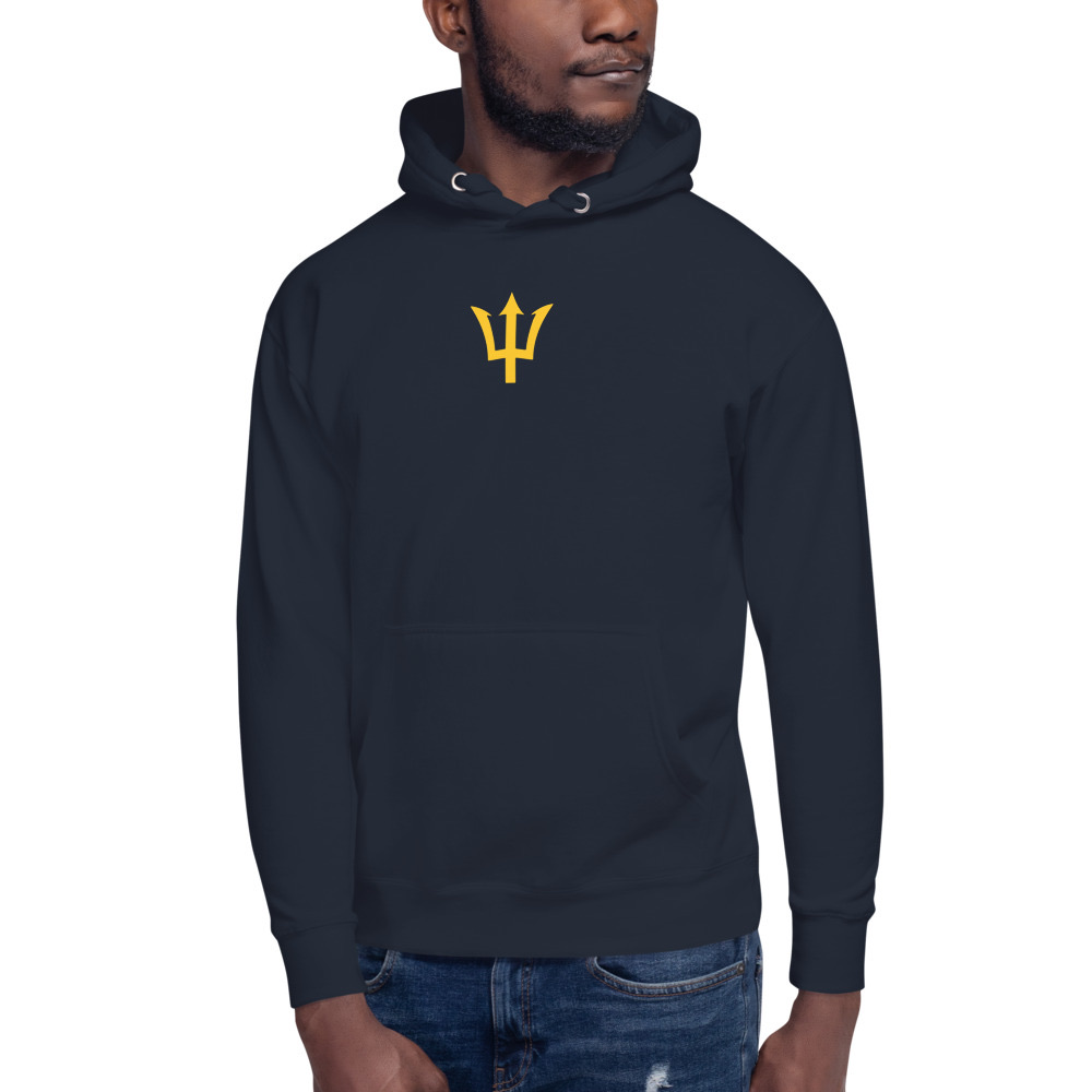 Yellow Trident Hoodie in Navy Blazer – Barbados Trident Hoodie