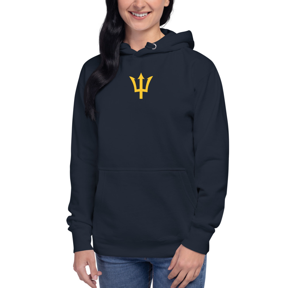 Yellow Trident Hoodie in Navy Blazer – Barbados Trident Hoodie
