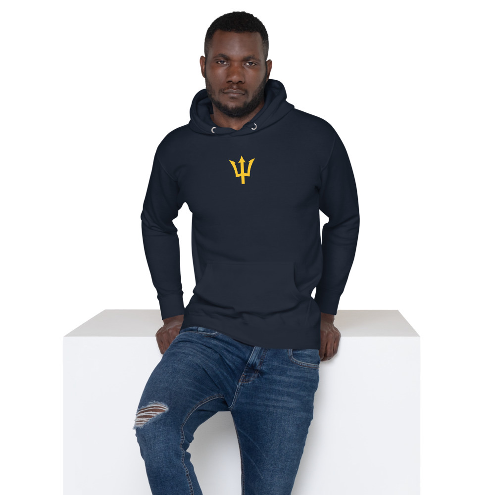 Yellow Trident Hoodie in Navy Blazer – Barbados Trident Hoodie