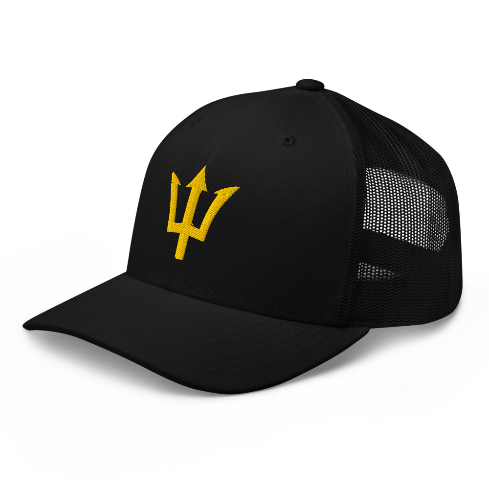 Yellow Trident Trucker Cap in Black – Barbados Trident Cap