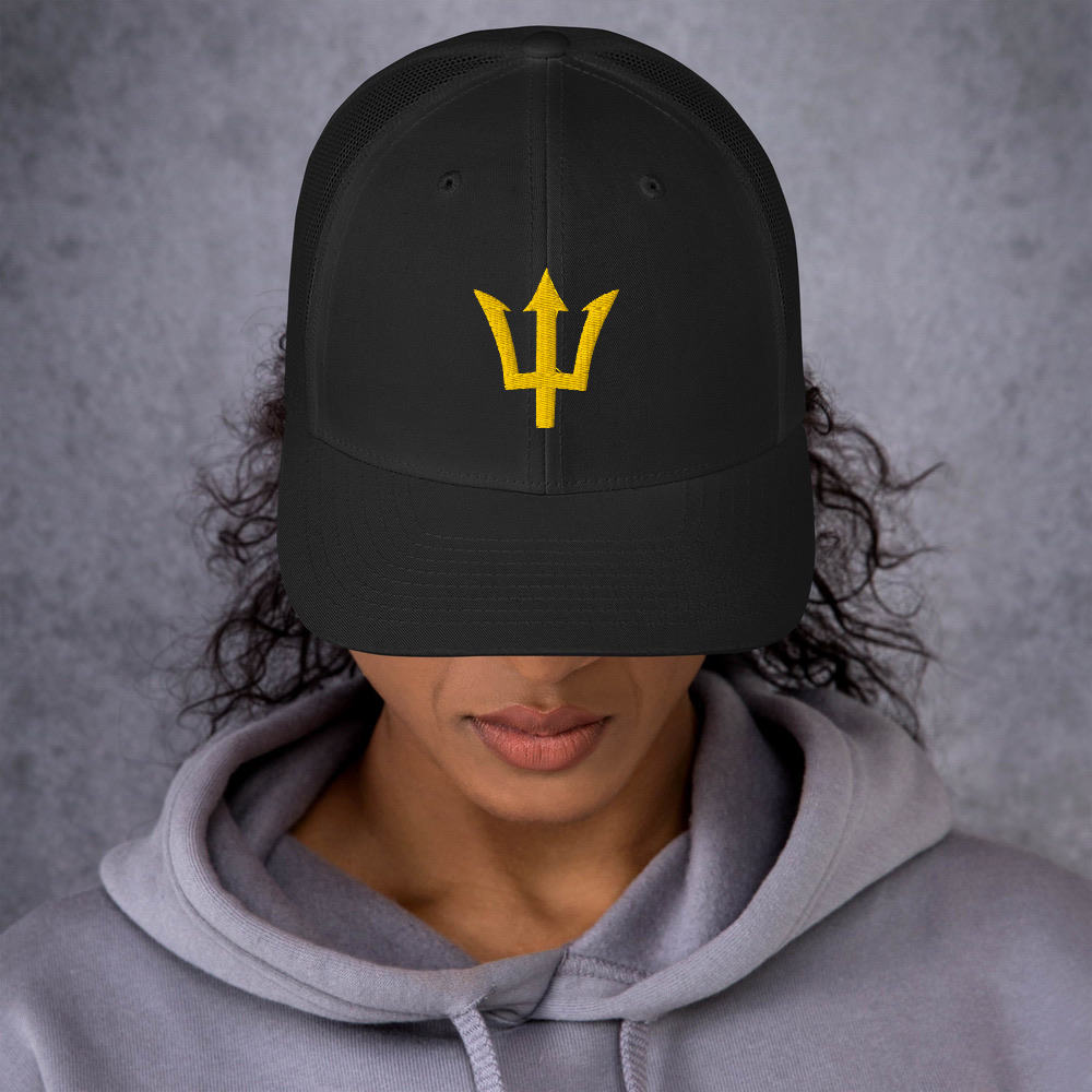 Yellow Trident Trucker Cap in Black – Barbados Trident Cap
