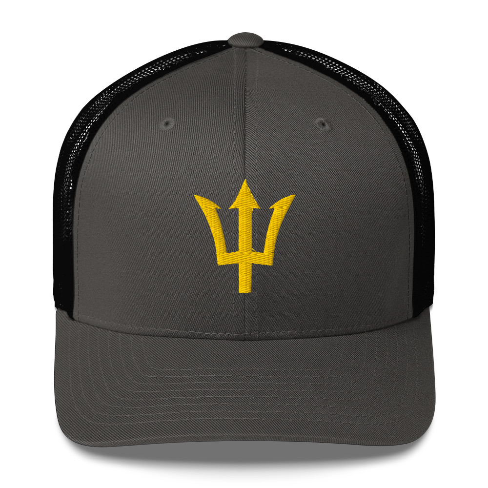 Yellow Trident Trucker Cap in Charcoal/ Black – Barbados Trident Cap