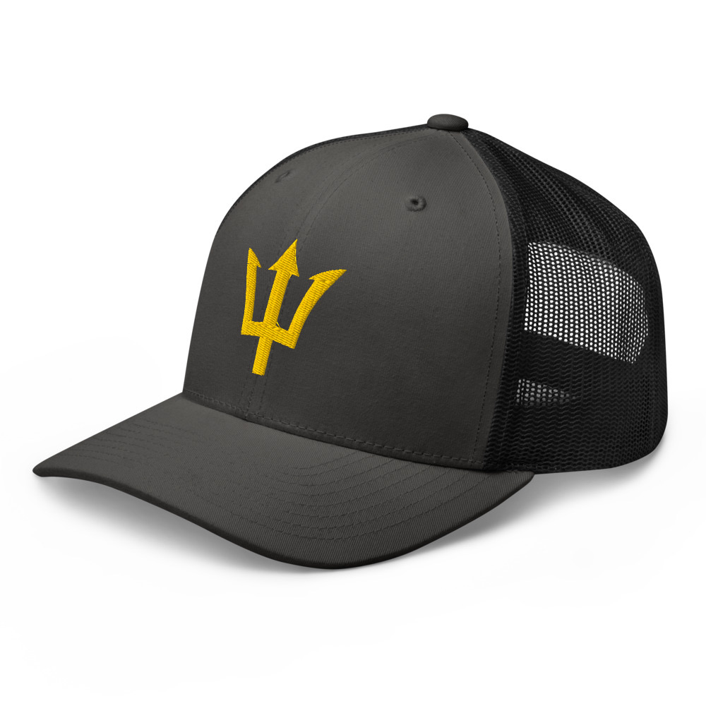 Yellow Trident Trucker Cap in Charcoal/ Black – Barbados Trident Cap