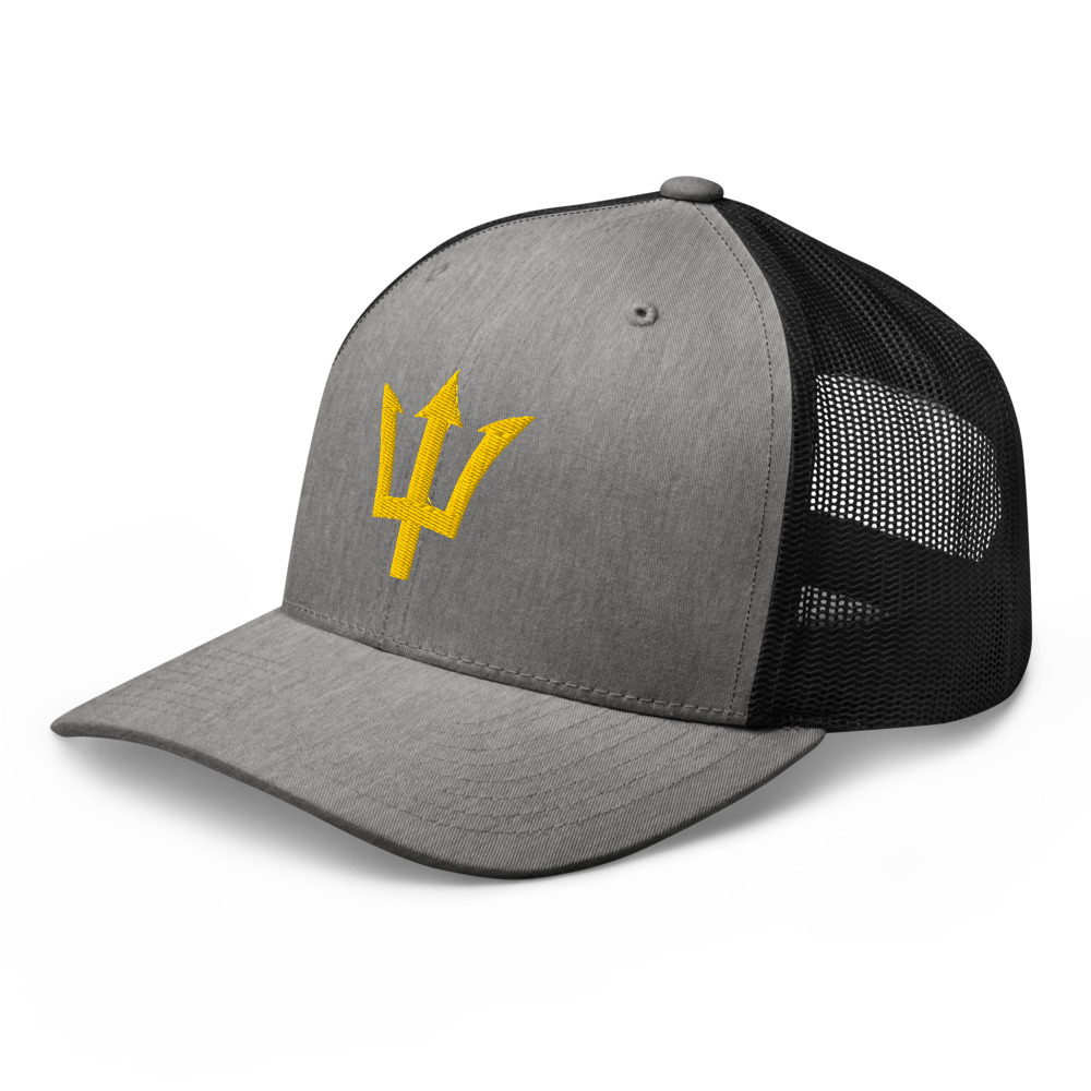 Yellow Trident Trucker Cap in Heather/ Black – Barbados Trident Cap